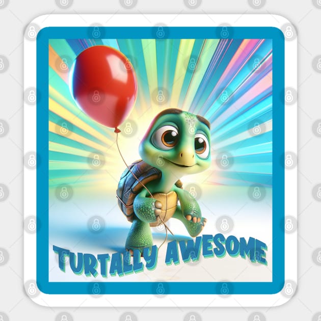 Turtally awesome, play on words Sticker by Country Gal